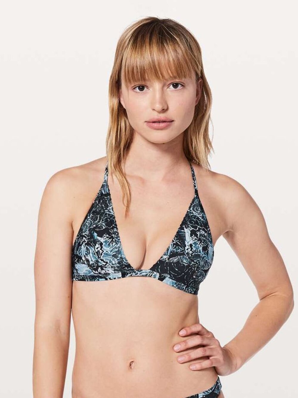 Lululemon NWT Will The Wave Bikini Top Eternal Wave Starlight Black Size 4